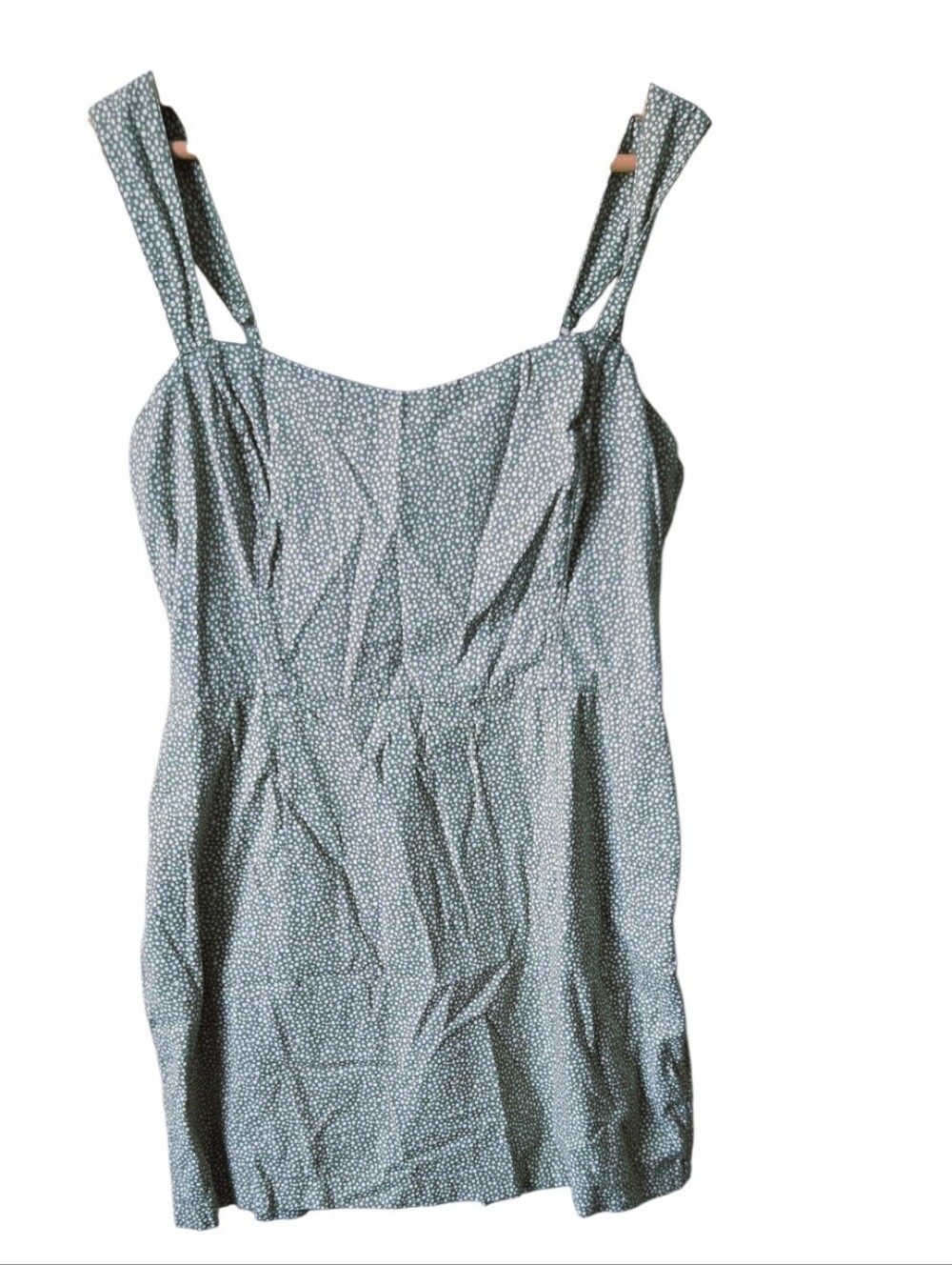 Abercrombie & Fitch Smocked Mini Dress Sage Dot Print Size L #93